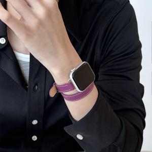 애플워치 모든 기종 호환 애플스킨 사과 비건 레더 가죽스트랩 싱글&더블 2in1세트