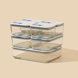 퍼펙트씰M 유리 밀폐용기 진공 반찬통 냉동밥보관 냉장고 정리 용기 7종세트 1호