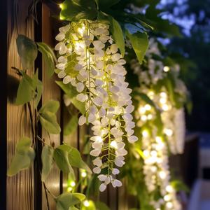 태양광 잔디등 태양열 정원등 줄 조명 꽃등 전구 테라스 경관 흰꽃 넝쿨 2m