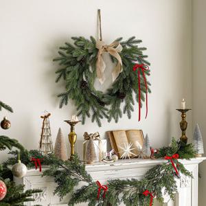 마레 리본 파인 가랜드 크리스마스 리스 조화 벽트리 장식