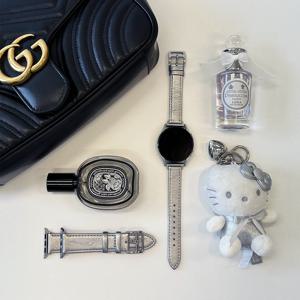 애플워치 갤럭시워치 울트라 외 모든 기종 호환 크링클 카프스킨 레더 실버 그레이 가죽스트랩