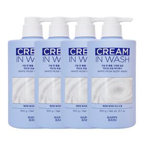 해피바스 크림인 로션 화이트머스크 바디워시 900g x4