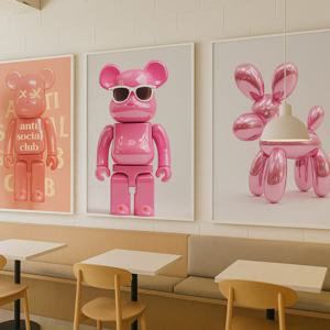 인테리어 팝아트 거실그림 베어브릭 포스터 15종 08.PINK BALLOON