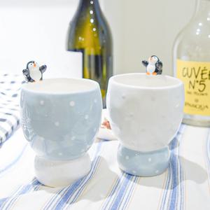 스노우 펭귄 머그컵 파스텔 도트 귀여운 인테리어 소품 크리스마스 오브제 장식