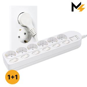 1+1 슬림플러그 국산 개별 과부하차단 6구 멀티탭 납작플러그 45cm/1.5m/3m/5m