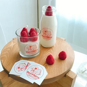 딸기 캔들 포장 수제잼 투명 라벨 스티커 10매