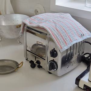 블루레드 스트라이프 거즈 원단 하프앞치마 키친크로스 세트 집들이 선물 주방 꾸미기