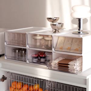 주방 수납 끝판왕! 1+1 큐브 팬트리수납함 다용도 적층식 서랍형 리빙박스