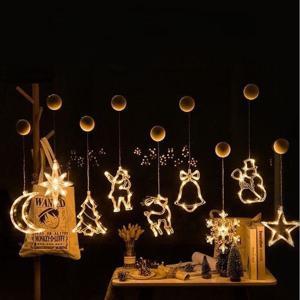 감성 크리스마스 행잉 조명 창문 벽 현관 부착식 LED 트리 산타 장식 소품 윈도우 무드등