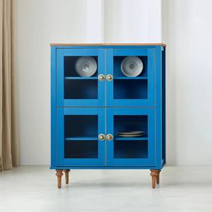 피콜리노 북유럽 원목 보블루 그릇장 장식장(연파랑) 방문설치