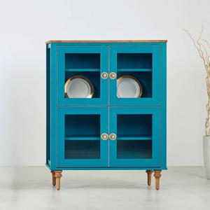 피콜리노 북유럽 원목 보블루 그릇장 장식장(진청록) 방문설치