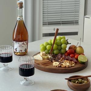우드 치즈 서빙보드 유리볼와인잔 선물세트