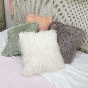 북유럽 감성 파스텔 몽골리안 롱 퍼 쿠션 커버
