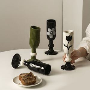 [해외] 북유럽 모던 홈카페 세라믹 와인잔 머그컵 카페컵 고블렛잔 커피잔 4colors