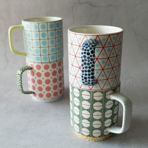 북유럽 패턴 머그컵 예쁜 도자기 홈카페 집들이 결혼 선물 머그잔