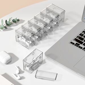 투명 아크릴 케이블 선 케이스 usb 이어폰 칸막이 정리함 보관함 충전기 정리 명함 보관