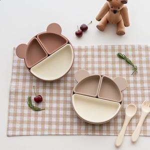 유아 곰돌이 디바이더 흡착 식판 이유식기