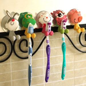 무타공 흡착식 동물 칫솔걸이 홀더 거치대 귀여운 토끼 돼지 청개구리 고양이