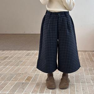 와이드 모직 체크 팬츠 R15733