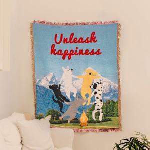 HAPPINESS 대형 태피스트리 블랭킷 러그 4계절 선물 패브릭포스터 소파커버 식탁보