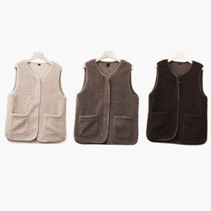 슬립 양털 뽀글이 조끼 넥 이너 사무실 후리스