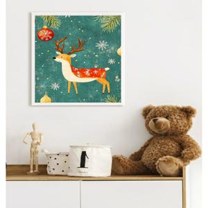 인테리어 감성 캔버스 그림 액자 포스트  빈티지 크리스마스 친구들 1.눈송이 사슴