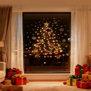 크리스마스 트리 벽트리 조명 장식 풀세트 가랜드 감성 인테리어 벽 창문 꾸미기 스티커 소품