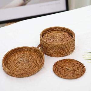 라탄 동글아따 티 코스터 트레이 발리 컵 받침 홀더