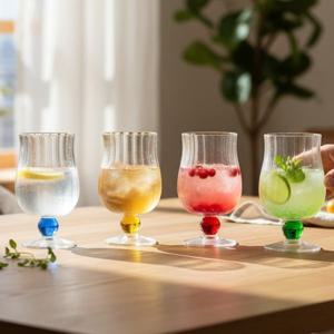 컬러 글로우볼 내열유리 양주잔 하이볼컵 맥주잔 고블렛잔 350ml 1P