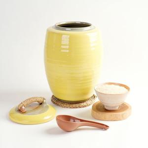 분청 노랑 무지 쌀독 10kg 쌀항아리 현관 소금항아리
