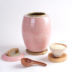 분청 핑크 무지 쌀독 10kg 쌀항아리 현관 소금항아리
