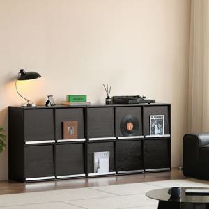 고르도 누아르 모던 매거진 랙 블랙 LP 거실 서재 수납장 2type