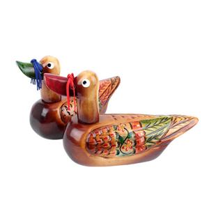 전통 목조각 꽃동동 오리 한쌍 ( 고급 결혼 폐백 원앙 나무장식품 한국기념품 답례품 )