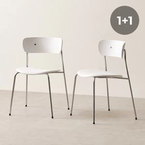 1+1 모나 체어 카페 의자 인테리어 식탁의자 체어 실버 스틸 화이트 내추럴