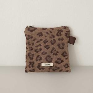 모카레오 레오파드 정사각 화장품 파우치