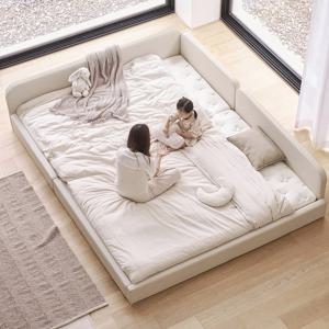 슬림 패브릭 가죽 저상형 패밀리침대 밸런스형 (매트리스 선택)