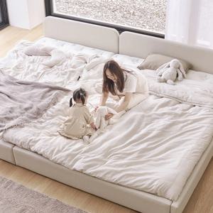 슬림 패브릭가죽 저상형 패밀리침대 오픈형 (매트리스 선택)