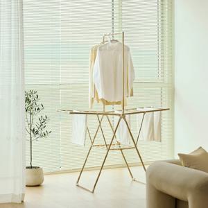 우드패턴 빨래건조대 옷걸이형