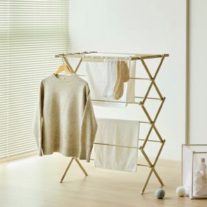 우드패턴 빨래건조대 컴팩트형