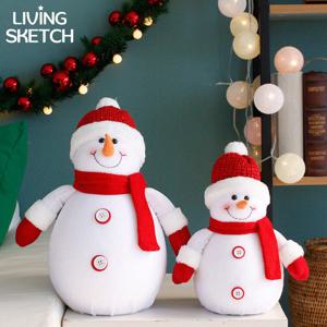 레드 털모자 눈사람 인형 장식 25cm 소 1P 크리스마스 장식 트리 오너먼트 인테리어 소