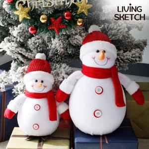 레드 털모자 눈사람 인형 장식 35cm 대 1P 크리스마스 장식 트리 오너먼트 인테리어 소