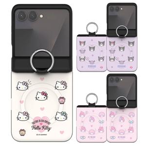 산리오 패턴 맥세이프 오토홀드 힌지보호 핑거링 카드 범퍼 케이스 갤럭시Z플립7 포차코