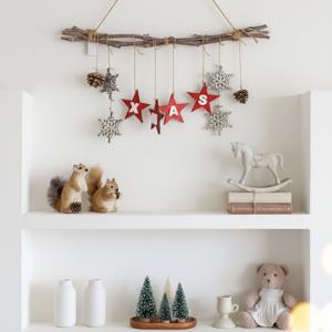 X-MAS 내츄럴 우드 벽걸이 장식