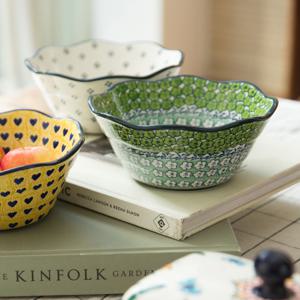 파뷔에 폴디너 폴란드풍 도자기 그린 면기