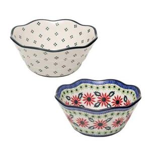 1+1 파뷔에 폴 화이트 플라워 폴란드풍 도자기 면기 총 2P (화이트+레드)