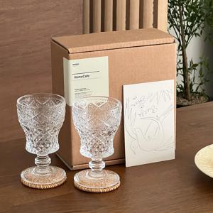 홈카페 고블렛잔 set(고블렛2p+라탄코스터2p+엽서)