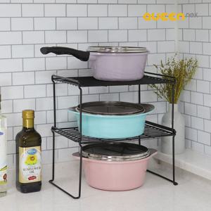 [리퍼] 이오 주방 다용도 조립선반 적층가능 블랙color 소,대 그릇정리 싱크대정리