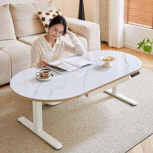 FJ15 대리석 무늬 강화유리 원목 전동 모션테이블 높이조절 소파테이블 리프트테이블