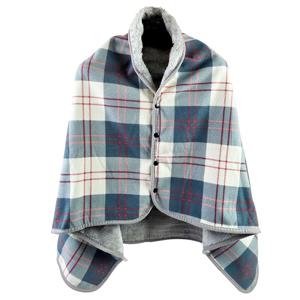 극세사 체크 망토담요 똑딱이담요 캠핑 무릎 숄 담요 80x135 (그레이)