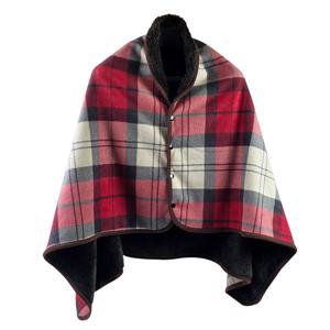 극세사 체크 망토담요 똑딱이담요 캠핑 무릎 숄 담요 80x135 (레드)